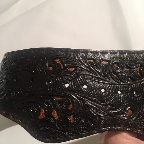 STUNNING Ray Pohja Tooled Leather Western Belt main image 6